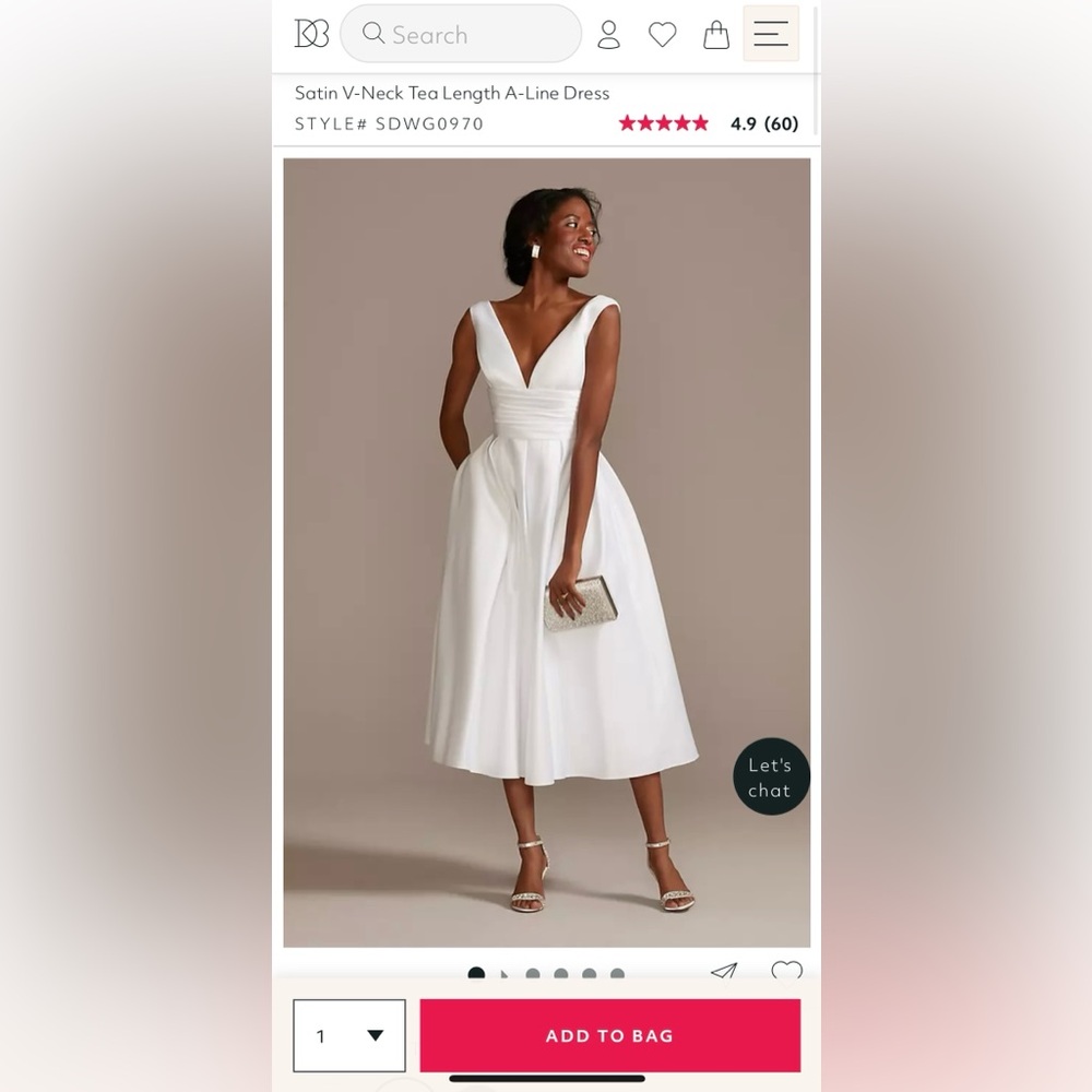Satin V-Neck Tea Length A-Line Dress
